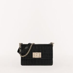 Furla 1927 Nero Crossbody Black Crocodile Print